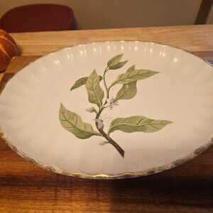 W.S George bolero green small serving platter gold rim signed on back